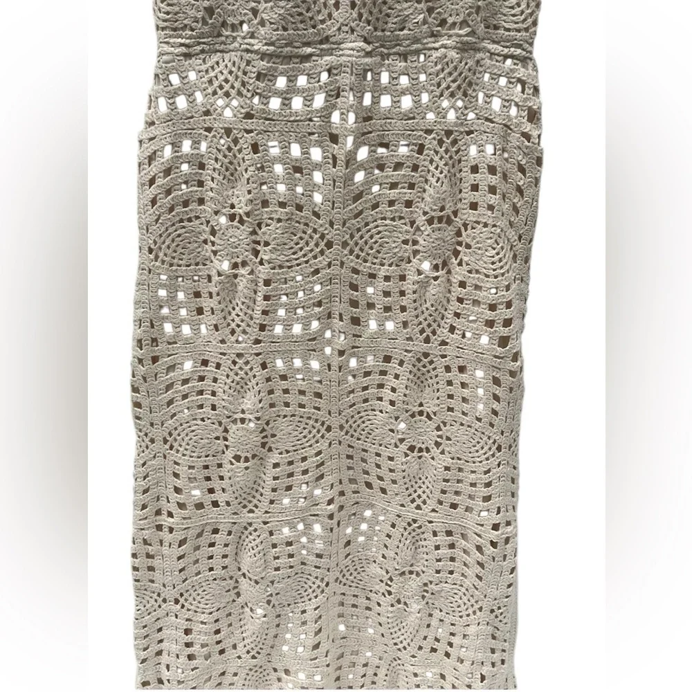 House of Harlow 1960 Ivory Crochet Knit Halter Cutout Back Maxi Dress NWOT - Picture 9 of 12